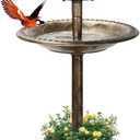 Bird Bath with Solar Light&Feeder& Planter Pedestal,Copper Bird Baths for Outdoors Garden,Yard,Patio,Lawn(41in High)