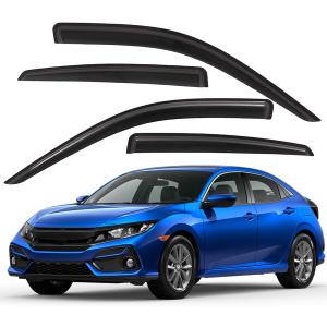 Lightronic Extra Durable Outside-Mount Auto Vent Window Visor, Fits 2022-2025 Honda Civic Sedan, UV Protection Rain Guard, Original Wind Deflector, No-Drill Easy Install, Dark Smoke, 4-Pcs