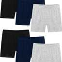 Resinta 6 Pack Girls Bike Shorts Under Dress Dance Cartwheel Shorts for Toddler Kids Summer Clothes Multicolor (4-5T, Z-black,navy Blue,light Grey)