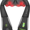 Snailax Cordless Massager - Shiatsu Neck and Shoulder Massager with Heat, FSA HSA Eligible, Portable, Lumbar, Foot Electric Massage Pillow, Christmas Gift (Black)