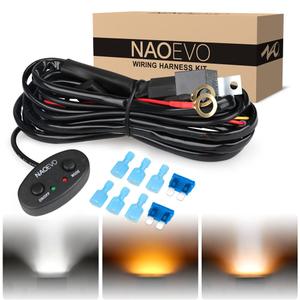 NAOEVO Wiring Harness 12FT, Specially Customized for NAOEVO 6 Modes LED Light Bar, 12V 40A Relay for Switching Between Different Modes -2 Leads