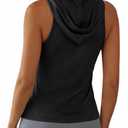 Remidoo Women's Graphic Sleeveless Hoodies Fitted Hooded Tank Tops Workout Shirt Black X-Large (Black, XL)