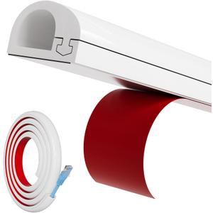 118" Side Open One Cord Hider (<1/4") for Wall Mounted Tv,Silicone Flexible Cable Cover to Hide Conceal Cords Along Wall,Wire Raceway Management Cable Concealer Channel,Electric Cord Organizer,White
