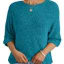 Dokotoo Womens Crewneck 3/4 Sleeve Knit Pullover Sweaters | 2026 Fall Winter, Casual, Fashion, Lightweight, Trendy Boho Tops, Striped, Solid Color, Color Block XL