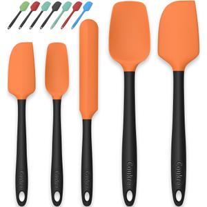 Coukre Silicone Spatula Set of 5,High Temperature Resistant, Food Grade Silicone, Dishwasher Safe, for Baking Cooking (Orange)