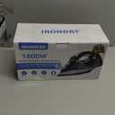 IRONDAY Steam Iron for Clothes, 1800W with 20.28oz Water Tank,Ceramic Soleplate,3-Way Auto-Off, 20s Fast Heat-up,Burst of Steam, Precision Tip,Self-Clean, Anti-Calc, Vertical Steamer for All Fabrics