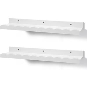 Suzile 2 Pcs Scalloped Shelves Wall Floating Shelves Set for Room, Bathroom, Bedroom, Cute Room Decor Aesthetic and Books, Toys, Photo Frames Storage(23",White)