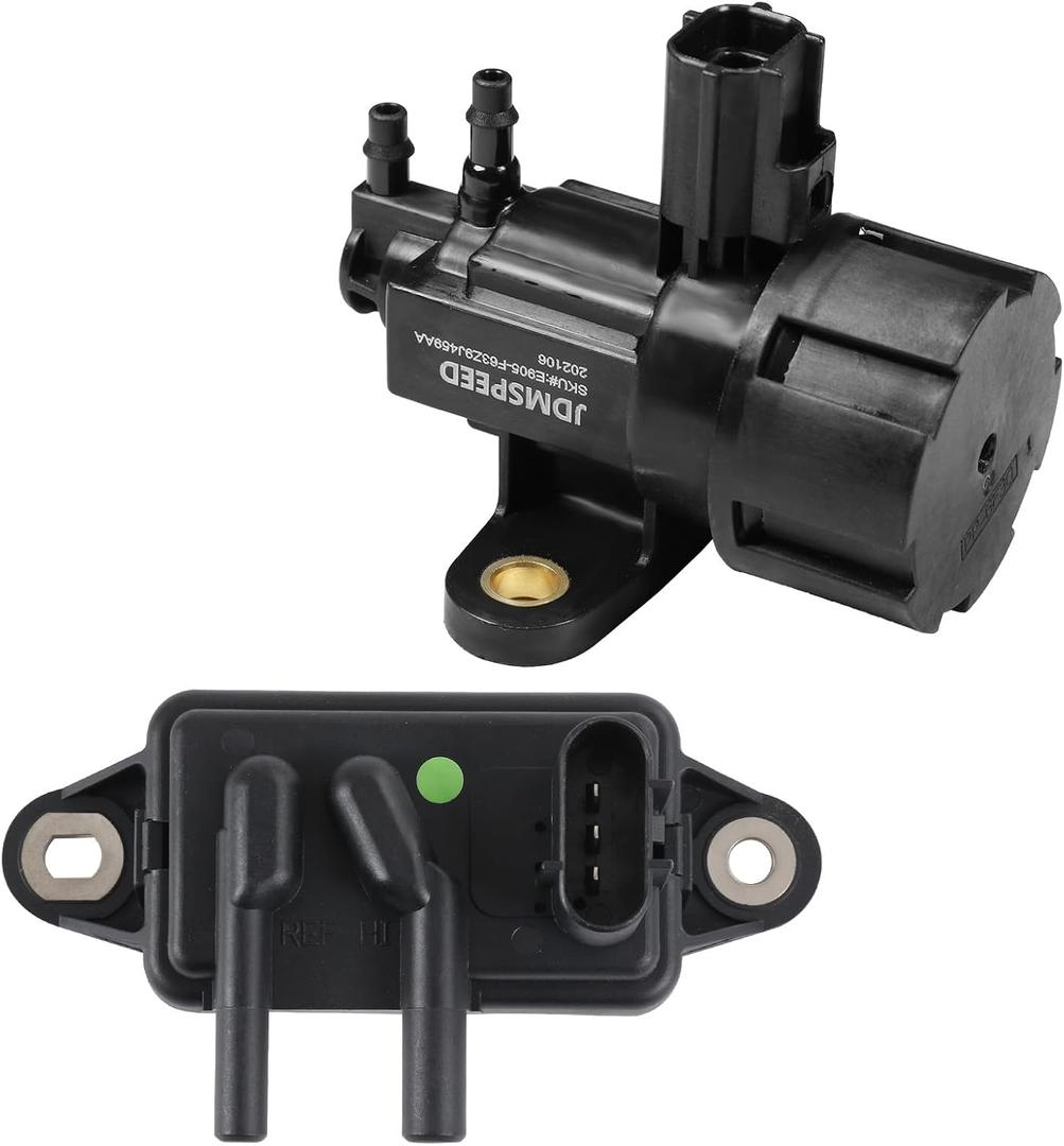 EGR Pressure Feedback Sensor DPFE15 + EGR vacuum solenoid valve vs63 Replacement for Ford F-150 E-150,E-250,Explorer,Ranger,Escape,Mustang,Lincoln Town Car,Mercury Cougar,F77Z9J460AB, F77Z9J460AB