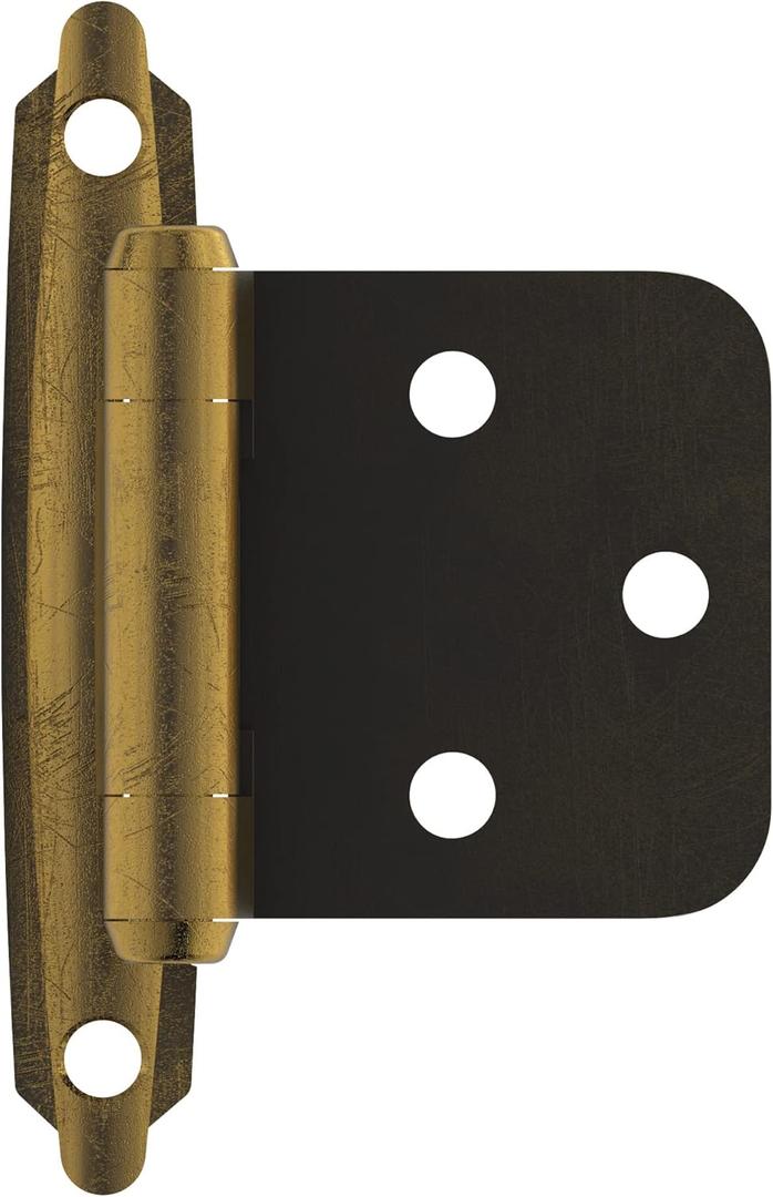 Amerock BP7929AE Variable Overlay Self-Closing, Face Mount Hinge, Antique Brass (Pack of 2)