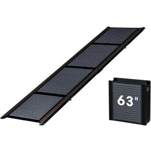 HBTower 63" Long & 17.3" Wide Folding Dog Ramp for Car, SUV & Truck Portable Pet Ramp with Non-Slip Surface, Extra Wide Steps for Large Dogs Up to 250LBS