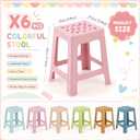 Leinuosen 6 Pcs Plastic Stool for Classroom 17.32 Inch Stackable School Stools Modern Portable Nesting Chair School Home Office (Morandi), 9.84 x 10.83 x 17.32 inches