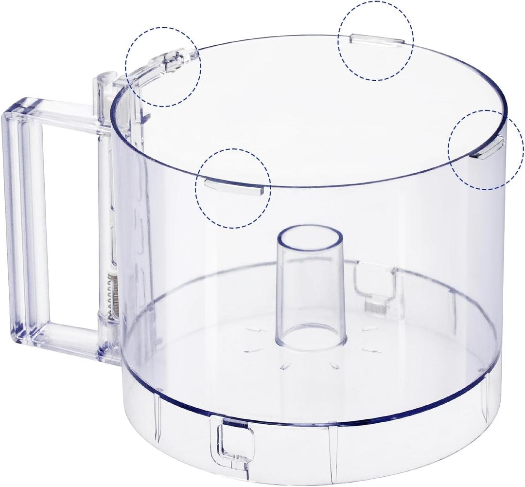 4 Locking Tabs DLC117BGTXT1 Food Processor Work Bowl Cover 7Cup Compatible with Cuisinart DLC10 Series, Fits Work Bowl FP631AGTXT1 Top with 4 Tabs