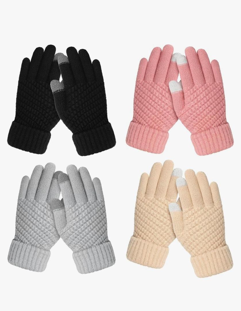 Clothclose 4 Pairs Kids Winter Gloves for Boys Girls, Warm Winter Glove for Kids, Knit Toddler Kid Gloves, Soft Kid Mittens