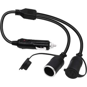 Car Cigarette Lighter Splitter Cable 1 Male to 2 Female Car Vehicle Cigarette Lighter Socket 2-Way Splitter DC Power Charger Ports Adapter Extension Cord for DC 12V 24V Cars RVs Boats-0.45M
