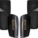 Soccer Shin Guards for Kid Youth Teen Adult - Shin Guards Sleeves with Inserted Pocket Cushion Protection Reduce Shocks and Injuries for TeamSports (Small, Black)