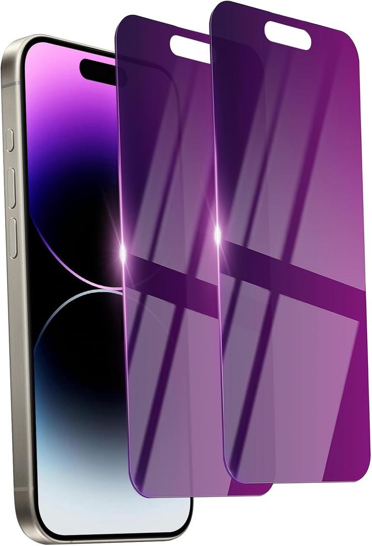 2 Pack Privacy Screen Protector for iPhone 14 Pro Max Tempered Glass 6.7inch Private Saver Anti-Spy Anti-Blue Light Eye Protection Anti-Scratch Full Coverage