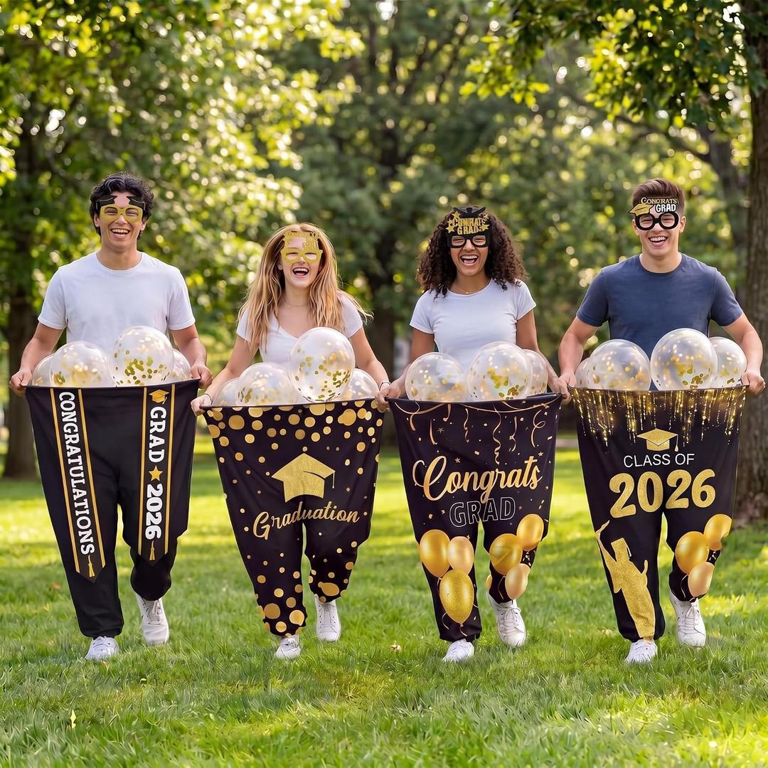 Graduation Party Games, 21 Pcs Granny Pants Outdoor Game Set, Giant Graduation Pants with Pump, Bouncy Balls & Novelty Glasses, Toss Game for High School College Class of 2026 Party