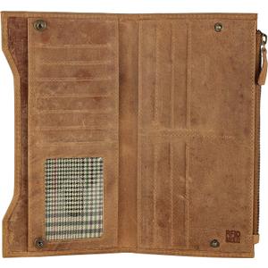 Mou Meraki Genuine Leather RFID Blocking Long Wallet Vintage Bifold for Men