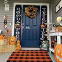 Buffalo Plaid Outdoor Rugs, 3'x5' Orange and Black Checkered Indoor/Outdoor Area Rug, Layering Rug for Hello/Welcome Door Mat, Washable Cotton Woven Farmhouse Mat for Fall Front Porch Dcor