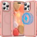 Meifigno Magnetic Case Designed for iPhone 16 Pro Max, [Luxury PU Leather] [Compatible with Magsafe] [Metal Button] Protective Phone Case Compatible with iPhone 16 Pro Max (2024) 6.9", Rose Gold