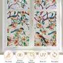Kromapolis Window Privacy Film, Stained Glass Sticker Floral Window Clings, Decorative Static Clings UV Blocking Colorful Decals, Removable Vinyl Covering Rainbow Camellia, 17.5'' x 78.7''