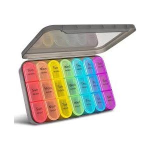 greencycle Weekly Pill Organizer 3 Times a Day,7 Day Pill Box Small Compartments, Portable Daily Medicine Planner Dispenser Case, Home & Travel Pill Container for Vitamins, Fish Oil and Supplements