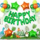 29PC Green Orange Happy Birthday Balloons Banner, 16Inch 3D Aluminum Letter Banner Sign, Green Orange Balloon 18 Inch Star Foil Balloon for Women, Men Party Supply