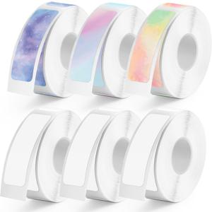 960 Pcs MIARALA Nebula/Galaxy Series D30 Label Tape, Label Maker Tape-12mm40mm(0.47"x1.57") Sticker Thermal Paper Self-Adhesive Label Tape for D30 Printer 6 Rolls (Colorful)