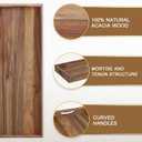 MAONAME Extra Large Acacia Wood Serving Board with Handles, 36 x 12 inches Wooden Ottoman Tray, Rectangular Charcuterie Platter for Meat, Cheese Board, Extra Long 3ft