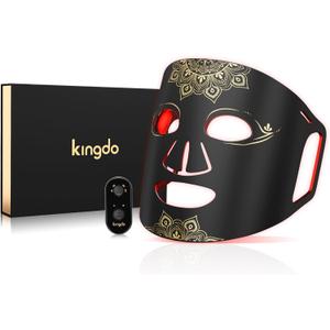 KINGDO Red Light Therapy Mask for Face, 4 Modes Infrared Light Therapy LED Face Mask with Remote, Portable and Rechargeable with Timer, Ideal for Home Use (Black)