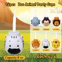 Hoolerry 12 Sets Zoo Animal Cups with Straws and Lids, 10 oz Plastic Reusable Safari Jungle Animal Theme Kids Cups for Safari Birthday Party Supplies