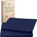 California Design Den 100% Organic Cotton Pillow Cases Standard Size/Queen Size, Set of 2, Soft & Cooling, Percale Weave Cotton Pillowcases (Navy)