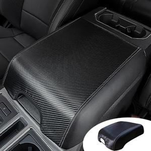 Pincuttee Center Console Cover for 15-21 Ford F150 F250 F350 F450,Carbon Fiber Leather Armreat Cover,Middle Console Cover Box Protector Cover for Ford with Bucket Seat(15-21 Carbon Fiber,1PC)