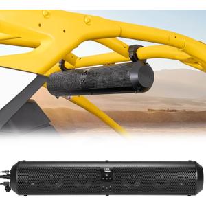 KEMIMOTO UTV Sound Bar 28 Inch Golf Cart Speaker Bluetooth-Compatitble, IPX5 Waterproof ATV SoundBar Compatible with RZR Can-Am X3 Defender CFMOTO for 1.56"- 2.25" Roll Cage