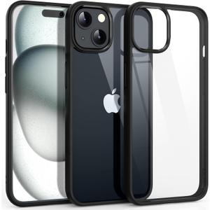 Supdeal Shockproof Clear Case for iPhone 15, [Not Yellowing] [10FT Military Drop Protection] Hard Clear Back Four Corner Airbags Drop Protection Phone Cover, 6.1 inch, Black
