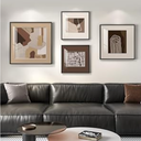 Framed Neutral Abstract Wall Art for Living Room, 4 Piece Earth Tone Modern Art Prints Paintings Artwork for Walls, Minimalist Brown Abstract Pictures for Hallway Dining Room Bedroom Office Wall Decor