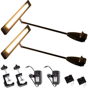 Trade Show LED Light, 2 Packs 24v Warm White 3000k Exhibit Display Lighting for Popup Booth, Back Drop Panel, Halogen Replacement, Includes UL Power Supply & Mounting C-Clamp Hardware