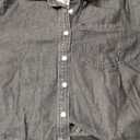 Tankaneo Womens Crop Denim Shirt Half Sleeve Button Down Short Jean Jacket with Pocket Size S