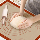 Silicone Baking Mat, 0.7mm Extra Thick 24" x 16" Large Non Stick Pastry Dough Sheet, Pie Crust Rolling Supplies for Making Christmas Cookies Bread, Easy to Clean