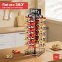 TJ.MOREE Chip Rack Display Stand, Chip Bag Holder for Party 360 Rotating 48 Clips Countertop Snack Hanger, Snack Retail Display Rack