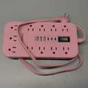 Pink Extension Cord with Multiple Outlets- 5 FT Kawaii Power Strip, Cute Extension Cord with 11 AC Outlet 6 USB (24W/4.8A), Charging Station for Cute Pink Kawaii Desk Home Room Decor Essentials Gifts