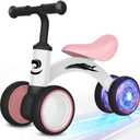 Colorful Lighting Baby Balance Bike Toys for 1 Year Old Girl Gifts, 10-36 Month Toddler Balance Bike, No Pedal 4 Silence Wheels & Soft Seat Pre-School First Riding on Toys, 1st Birthday Gifts.