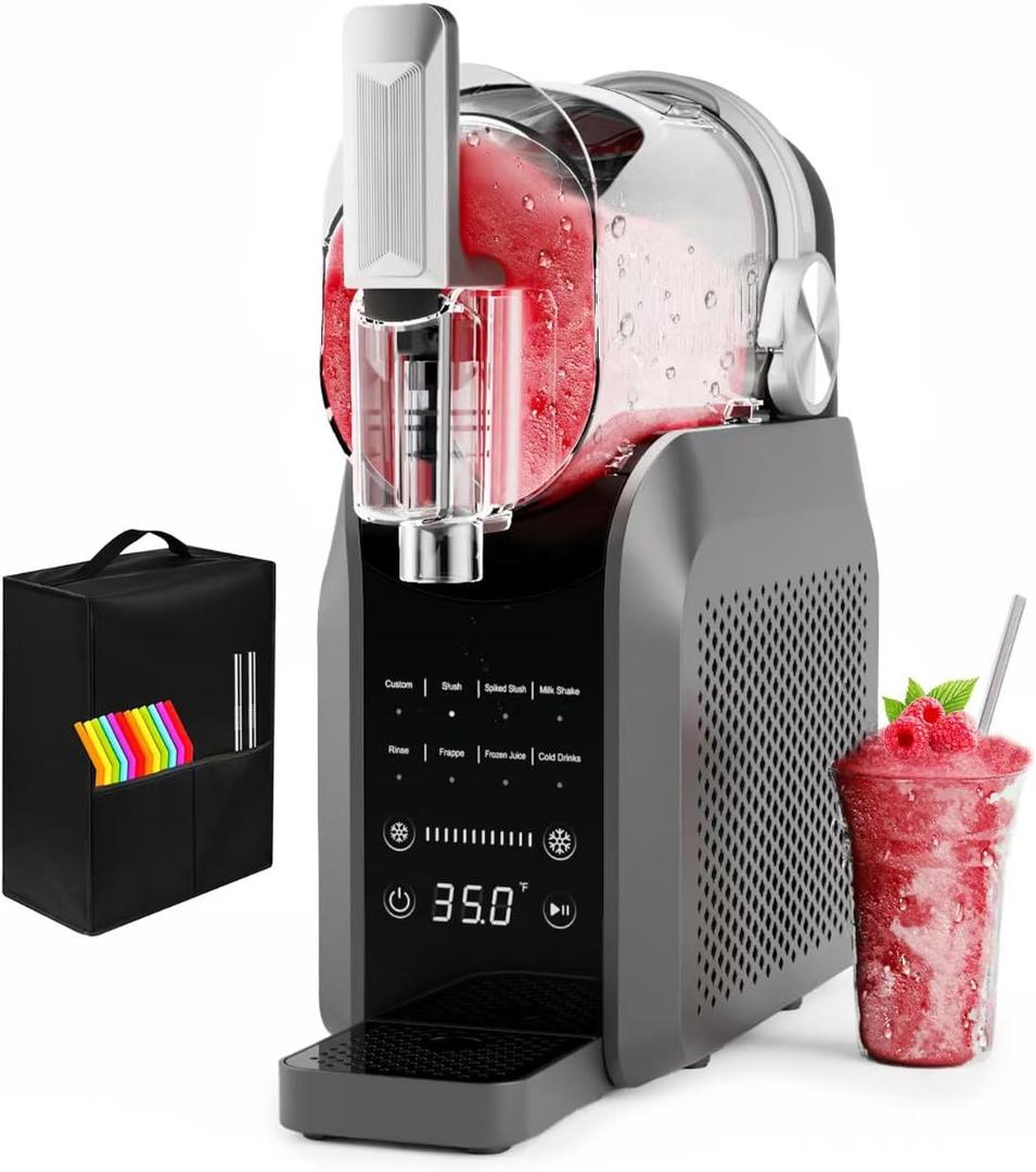 Slushie Machine, No Ice Needed, 88 oz Slushie Machine for Home with Dust Cover, Professional Frozen Drink Maker, 7 Preset Programs+Rinse, Frozen Margaritas, Frapps, Milkshake, and More