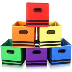 6 Pack 11 Inch Colorful Fabric Storage Bins Pencil Cube Classroom Cubby Organizer Basket Bins with Handles Back to School Supplies for Daycare Elementary Nursery