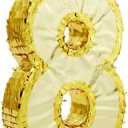 Juvale Gold Foil Number 8 Pinata - 17 x 11.5 x 3 in - Candy-Filled 8th Birthday Party Decoration & Easy-Fill Top - Durable Corrugated Paper