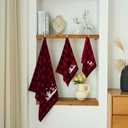 Marina Decoration Christmas Premium Luxury Decor Ultra Soft 100% Cotton Embroidered Bathroom Modern 3 Piece Towel Set, Red Black Plaid Snowman and Deer Pattern