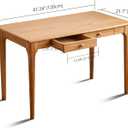 47" Solid Wood Desk with Drawers,Mid Century Modern Natural Real Wood Writing Desk,Home Bedroom Computer Office Workstation Desks,Small Spaces,Wood Color