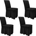 NICEEC High Stretch Chair Covers for Dining Chairs Covers Set of 4 Removable Dining Room Chair Covers with Skirt Spandex Parson Chair Slipcovers Protector for Kitchen Wedding Party Banquet(Black)