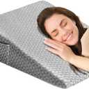 Wedge Pillow 7.5" Bed Wedge After Surgery, Back Pain Relief, Memory Foam Pillow Triangle Incline Wedge for Back Support, Leg ElevationGrey