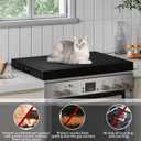 Wooden Stove Top Covers for Gas Burner and Electric Stove, Glass Cooktop Protector, Wood Noodle Board Stovetop Cover With Handles, Black, 30"L x 22"W